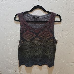 3/$10 Forever 21 Gray Brown Aztec Graphic Tank Top